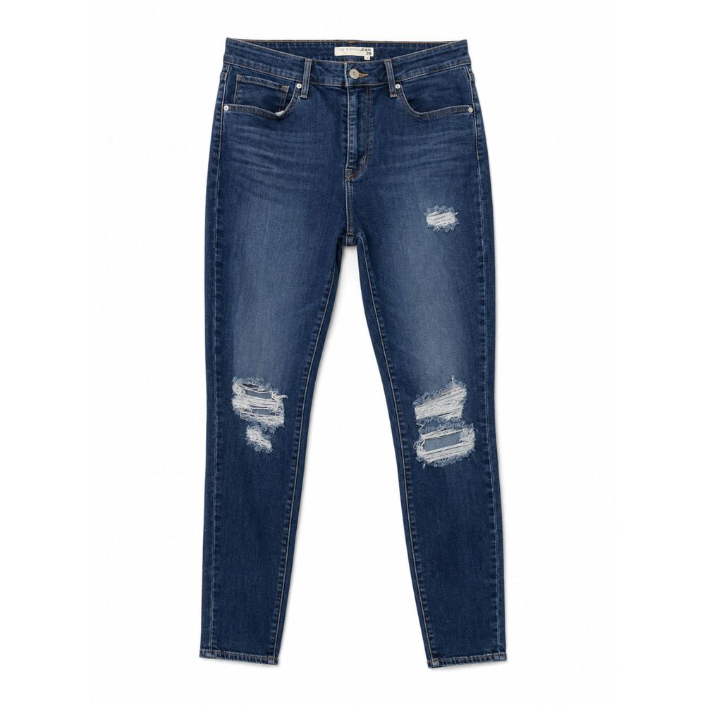 Levis 721 High Rise Skinny Jeans Womens Size 31 Distressed Dark Wash Denim